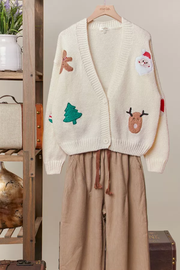 wholesale clothing christmas patch cardigan mello