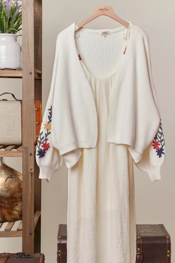wholesale clothing floral embroidery patchwork cardigan mello