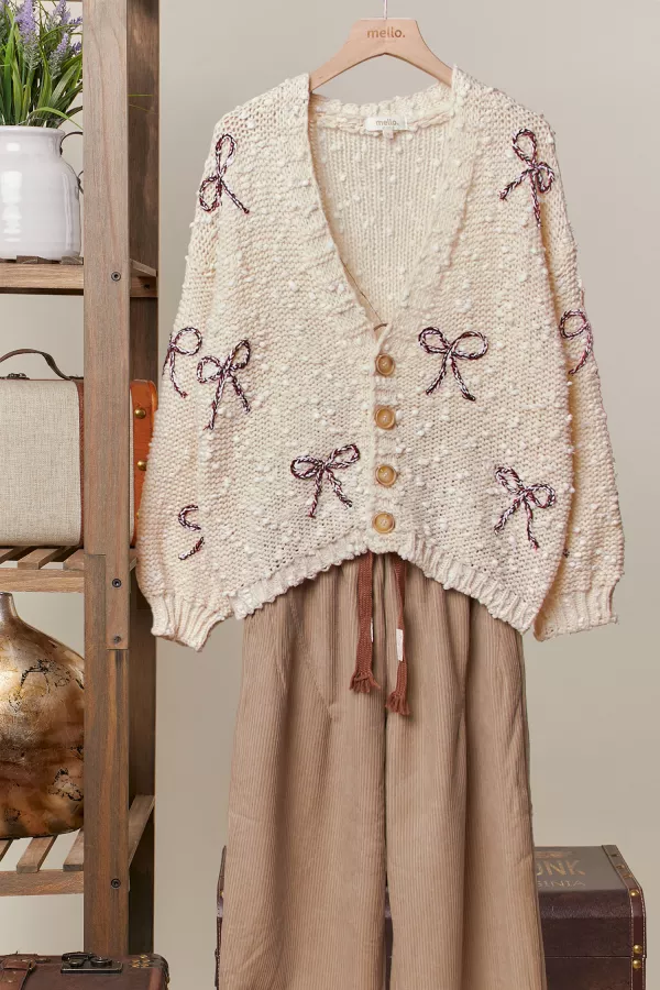wholesale clothing ribbon patch popcorn cardigan mello