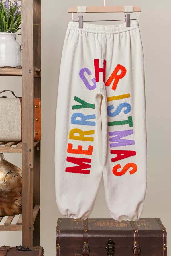wholesale clothing corduroy christmas pants with lettering mello