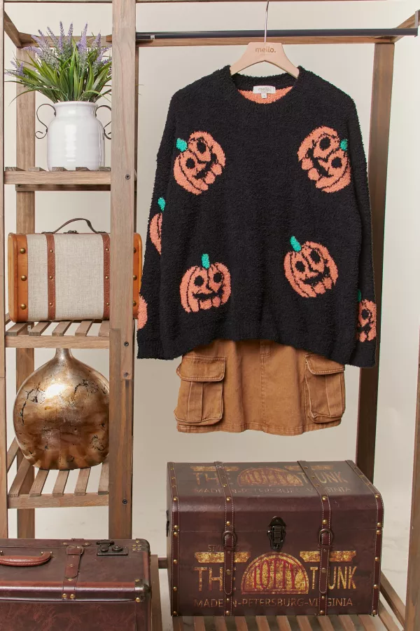 wholesale clothing pumkin-round-neck-soft-sweater mello