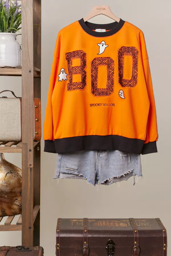 wholesale clothing halloween spooky face  ghost  sweatshirt mello