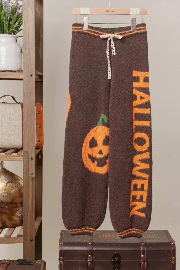 wholesale clothing halloween pants with pumpkin lettering mello