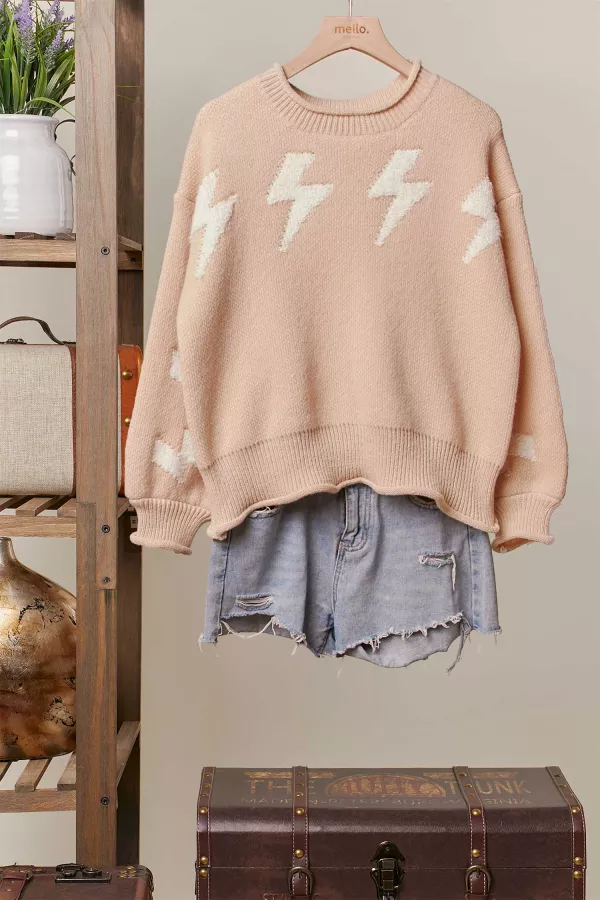 wholesale clothing lightning bolt patterns knit sweater mello