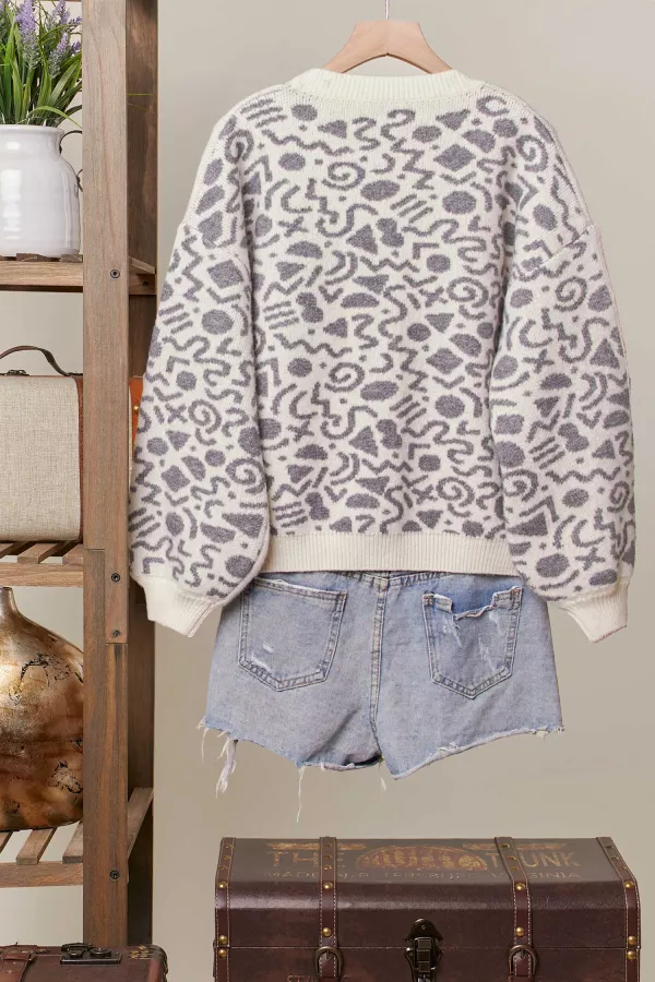 wholesale clothing diagram pattern cardigan with boucle heart mello