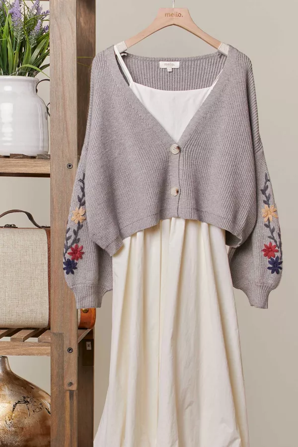 wholesale clothing floral embroidery patchwork cardigan mello