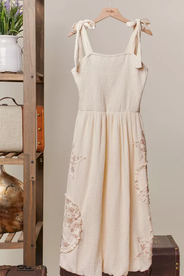 wholesale clothing peace patchwork ruffled sleeveless dress mello