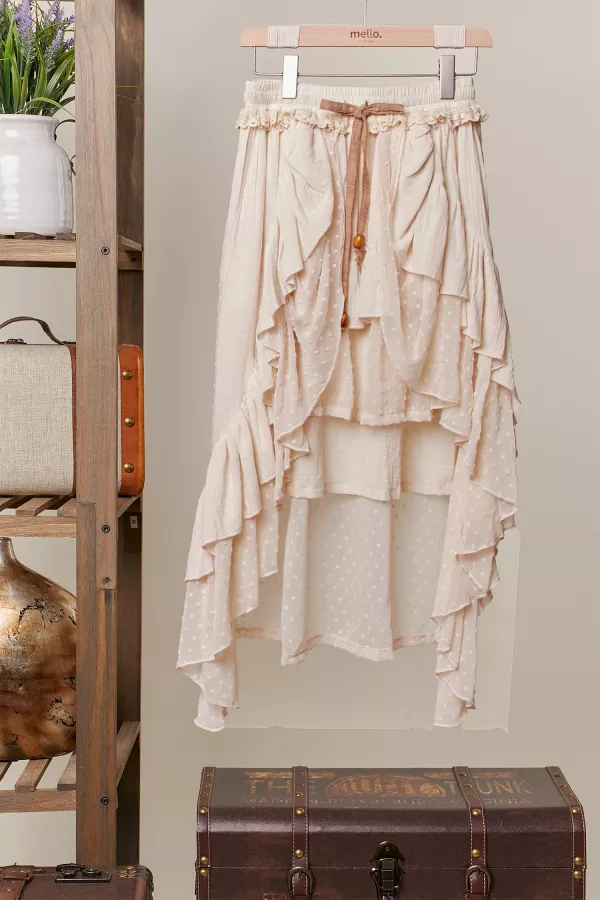 wholesale clothing ruffle layered maxi skirt mello