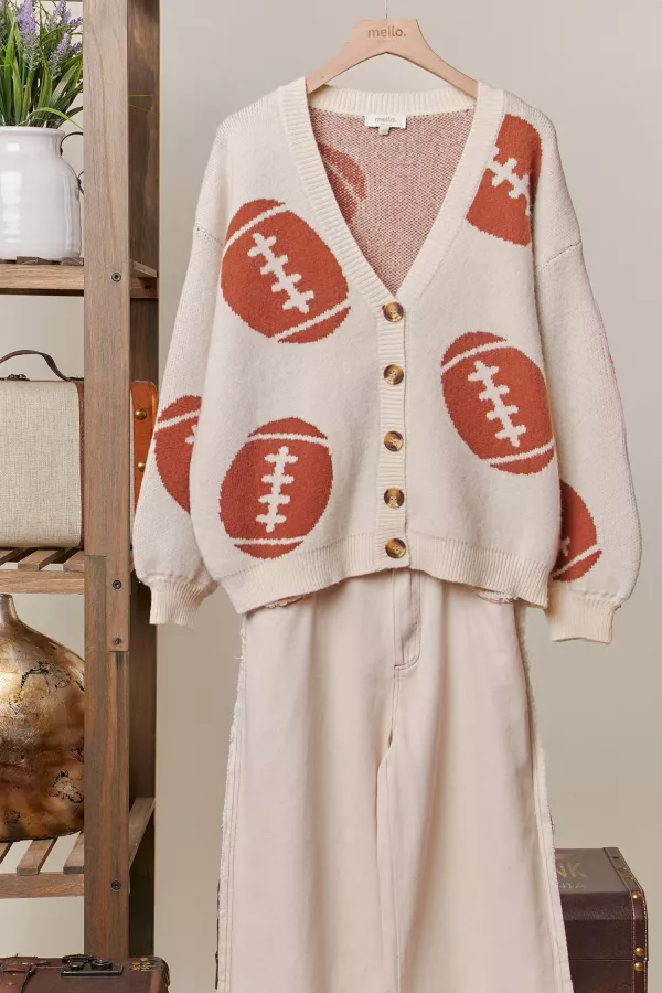 wholesale clothing football  button v neck knit cardigans mello