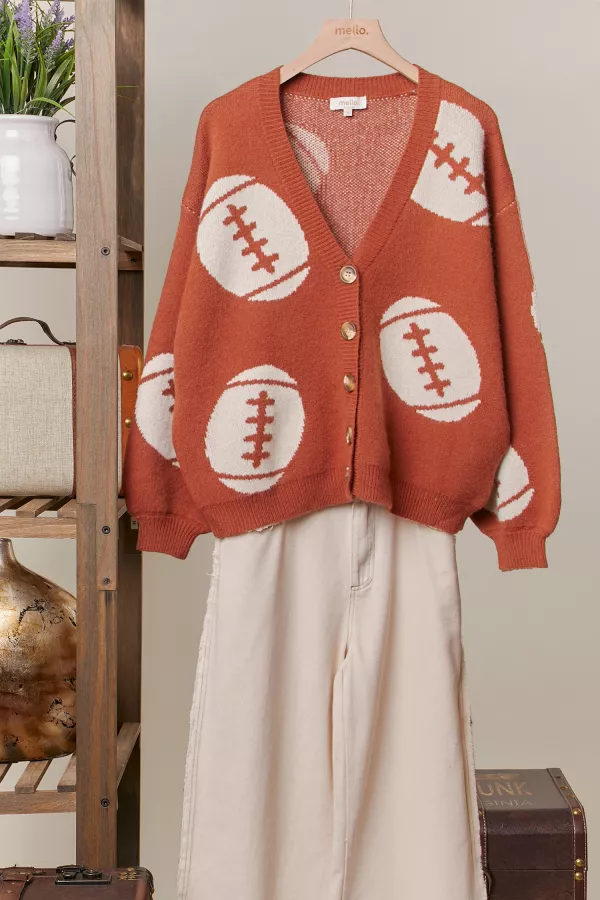 wholesale clothing football  button v neck knit cardigans mello