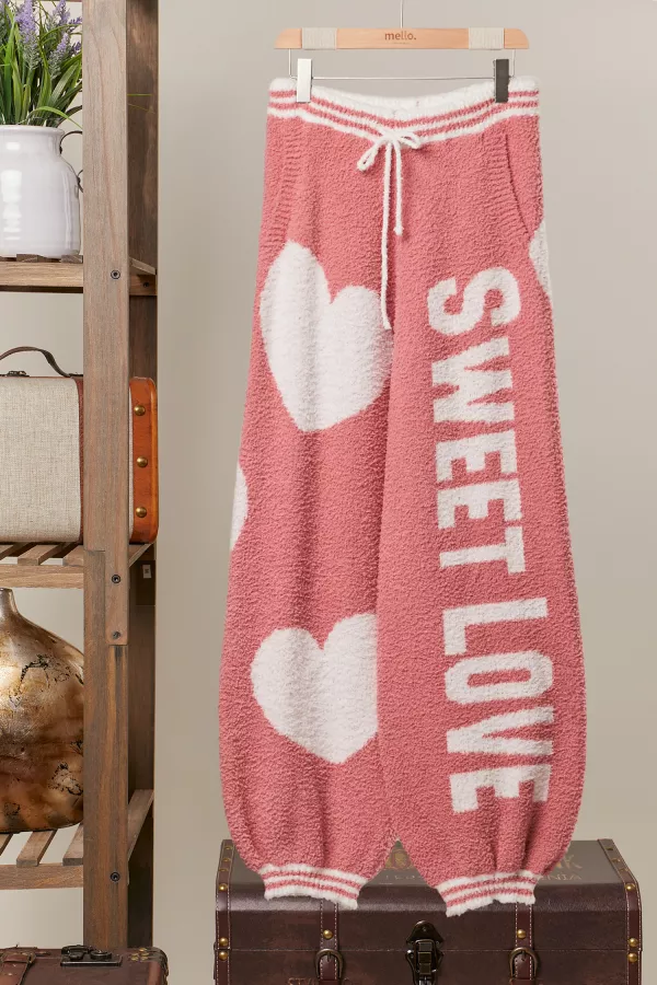 wholesale clothing sweet love heart fuzzy jogger pants mello