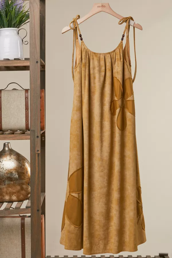 wholesale clothing floral applique a line maxi dress mello