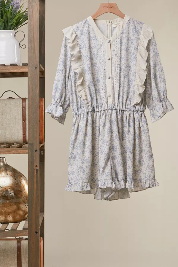 wholesale clothing floral lace panel romper mello