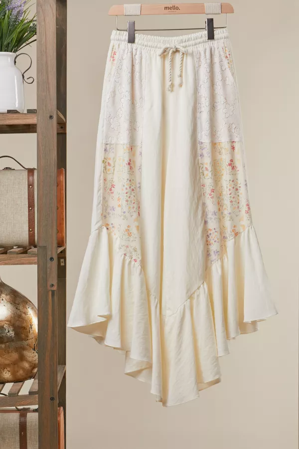 wholesale clothing floral patchwork ruffle pants mello