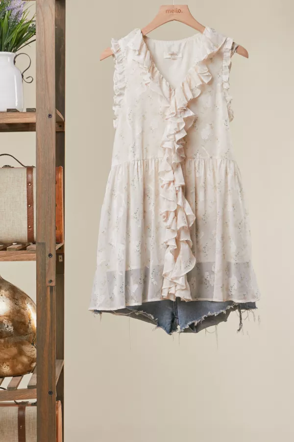 wholesale clothing floral ruffled tunic top mello