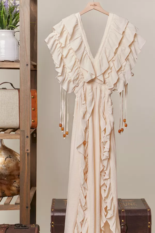 wholesale clothing flowy ruffle maxi sleeveless dress mello