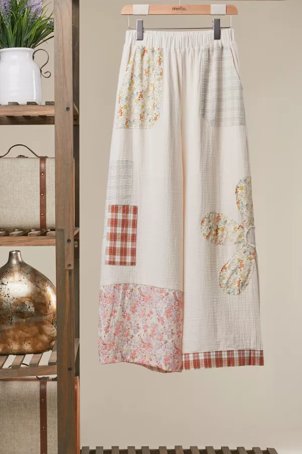 wholesale clothing boho patchwork wide leg pants mello