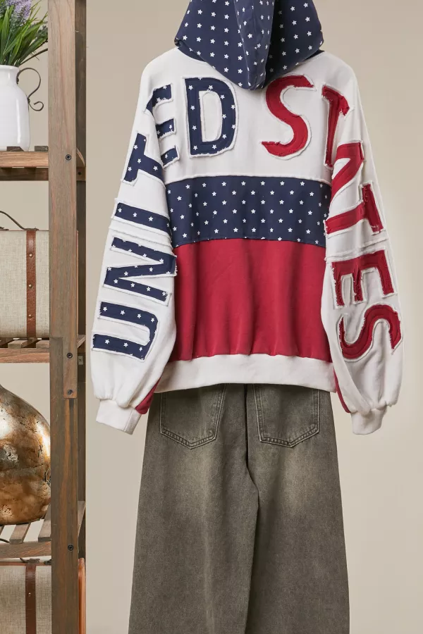 wholesale clothing united states patch work oversized zip hoodie mello