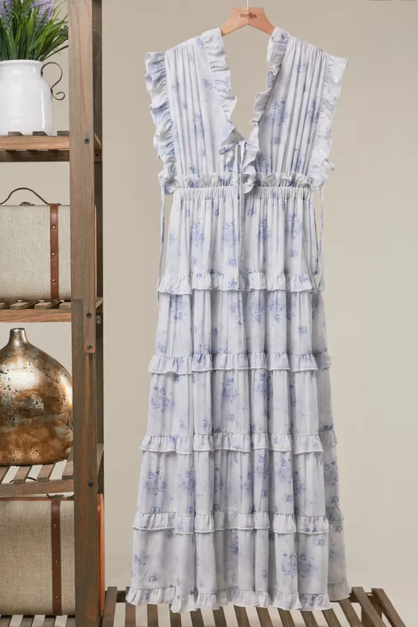 wholesale clothing ruffle tiered maxi dress mello