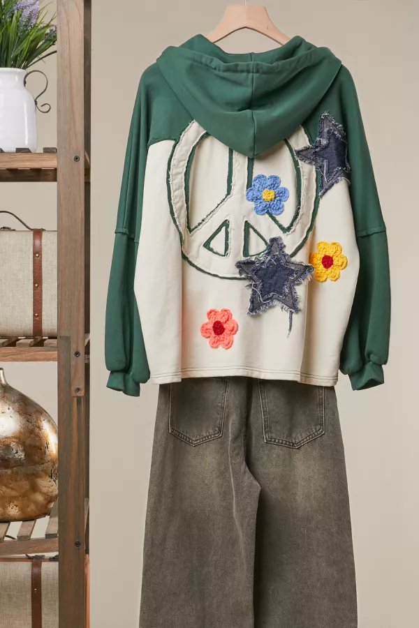 wholesale clothing retro patchwork colorblock hoodie mello