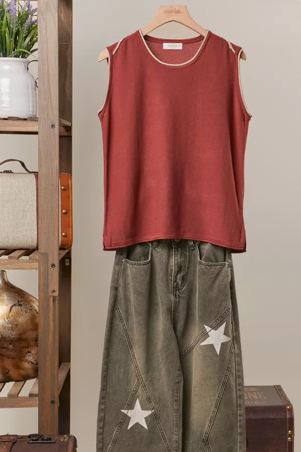 wholesale clothing sleeveless knit top mello