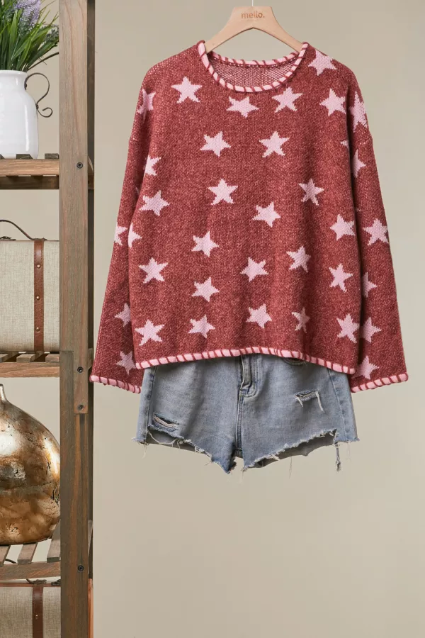 wholesale clothing star pattern knit sweater mello