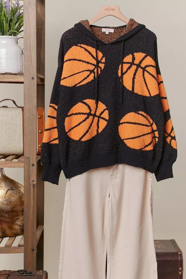 wholesale clothing game day basketball cozy hoodie knit mello