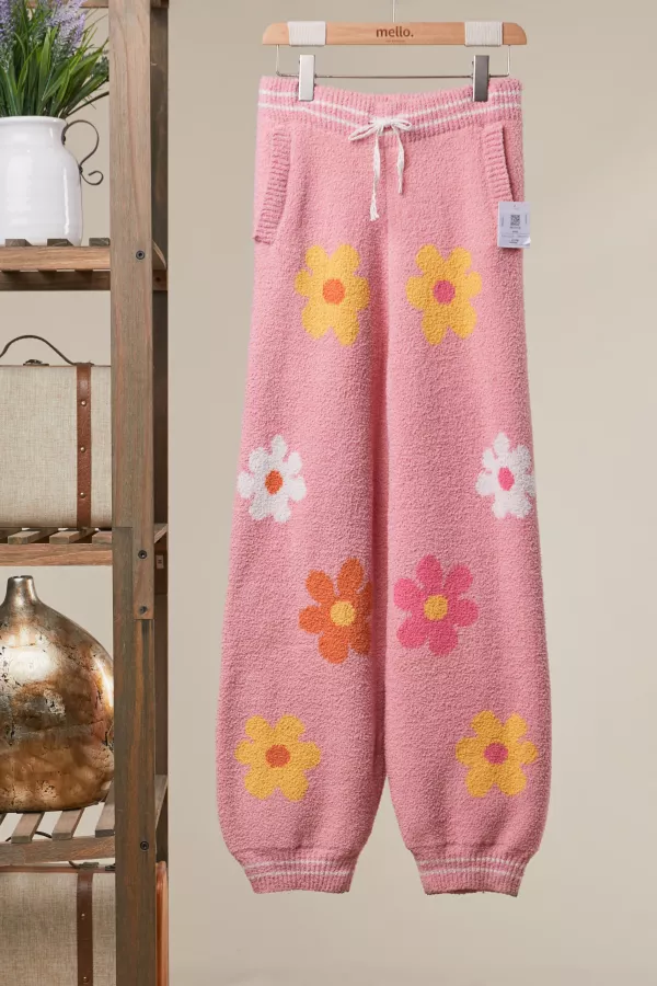 wholesale clothing colorful floral wild pants with drawstring mello