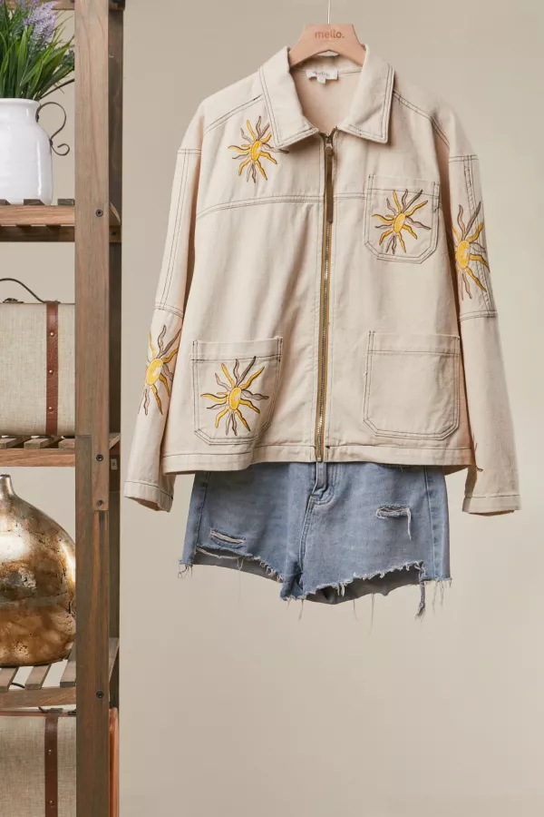 wholesale clothing golden star embroidered utility jacket mello