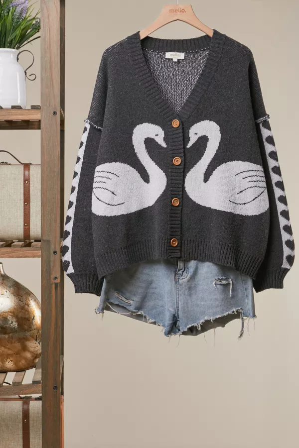 wholesale clothing swan love knit cardigan mello