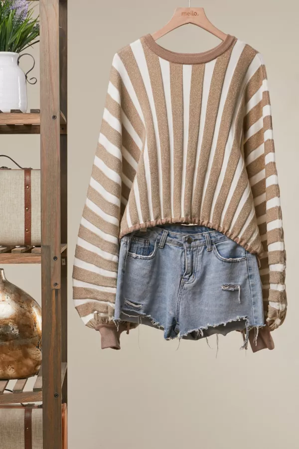 wholesale clothing gold stripe sweater mello
