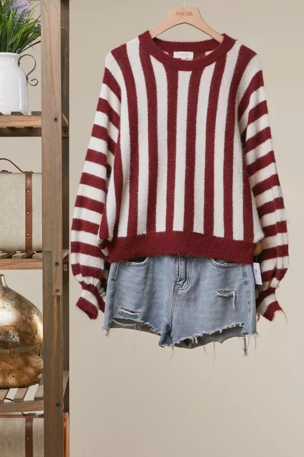 wholesale clothing oversized striped sweater with wild sleeves mello