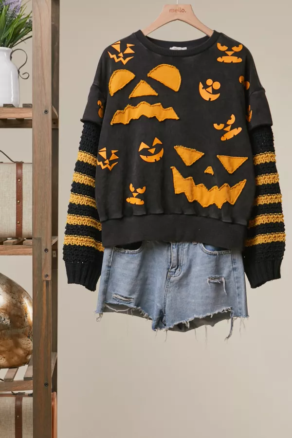 wholesale clothing colorblock with striped sleeves top mello
