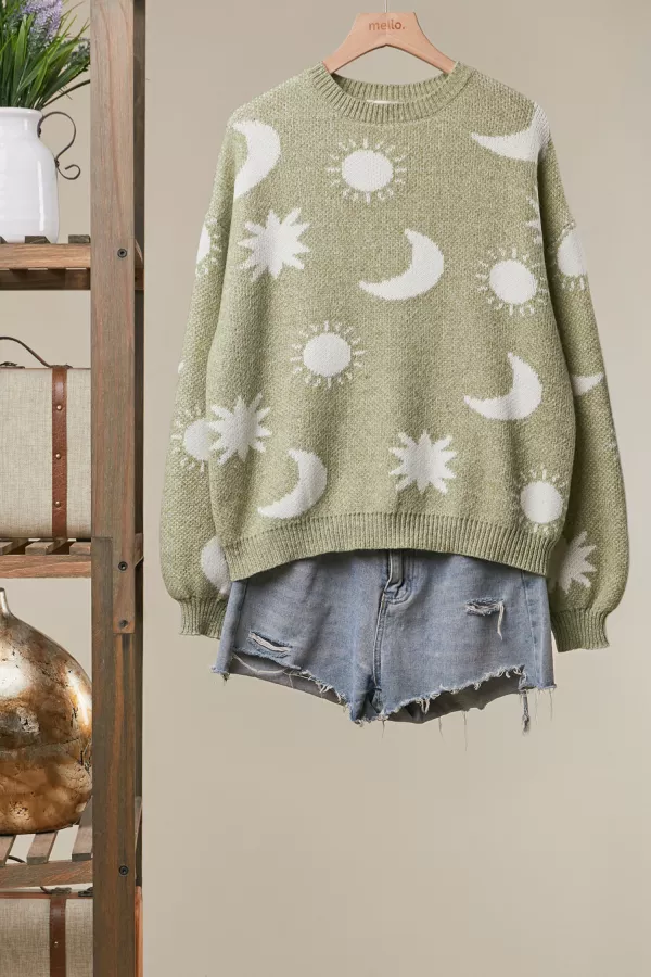 wholesale clothing dreamy moon and star pattern sweater mello