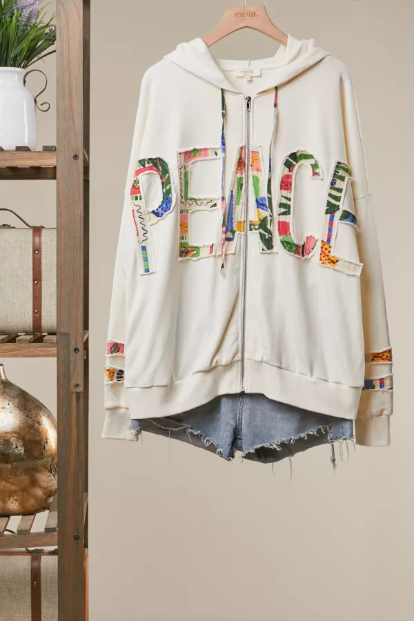 wholesale clothing flower fabric detail hooded sweatshirt mello