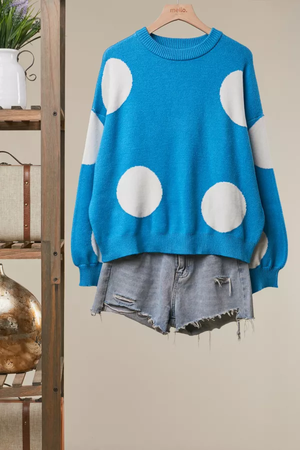 wholesale clothing bold polka dot knit sweater mello