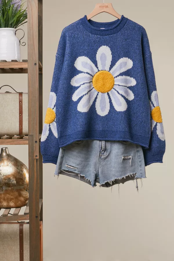 wholesale clothing oversized daisy knit sweater mello