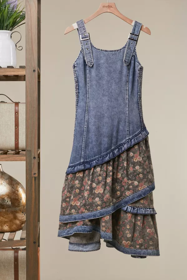 wholesale clothing floral tiered midi long dress mello