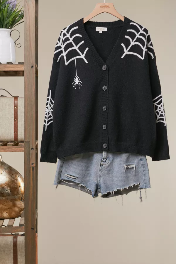 wholesale clothing halloween spider web cardigan mello