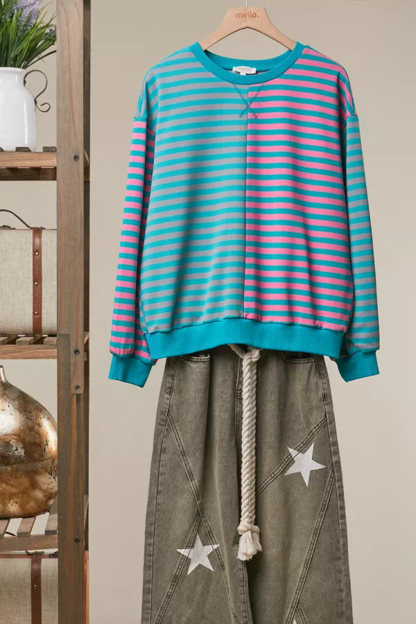 wholesale clothing mixed stripe sweatshirt mello