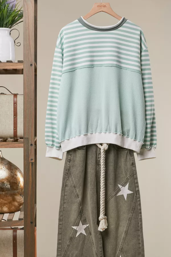 wholesale clothing striped colorblock knit sweater mello