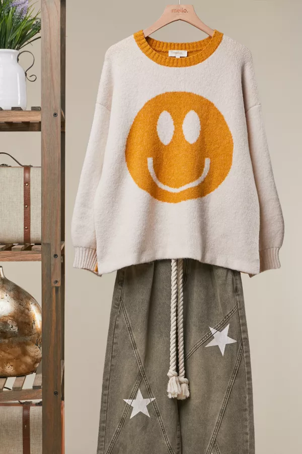 wholesale clothing fuzzy smiley face sweater mello