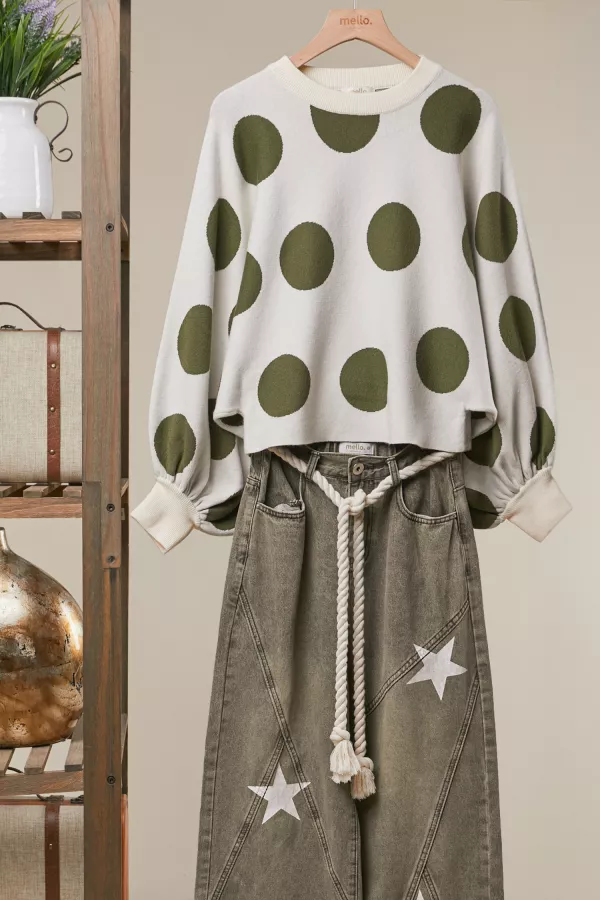wholesale clothing oversized polka dot knit sweater mello