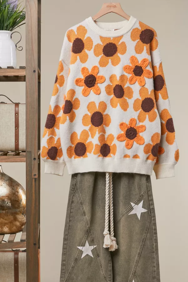 wholesale clothing golden bloom embroidered sweater mello