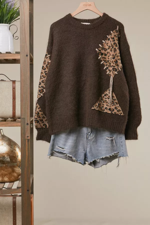 wholesale clothing leopard tree knit sweater mello
