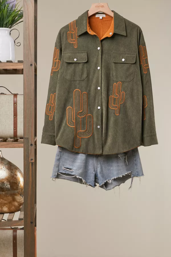 wholesale clothing desert cactus embroidered reversible jacket mello