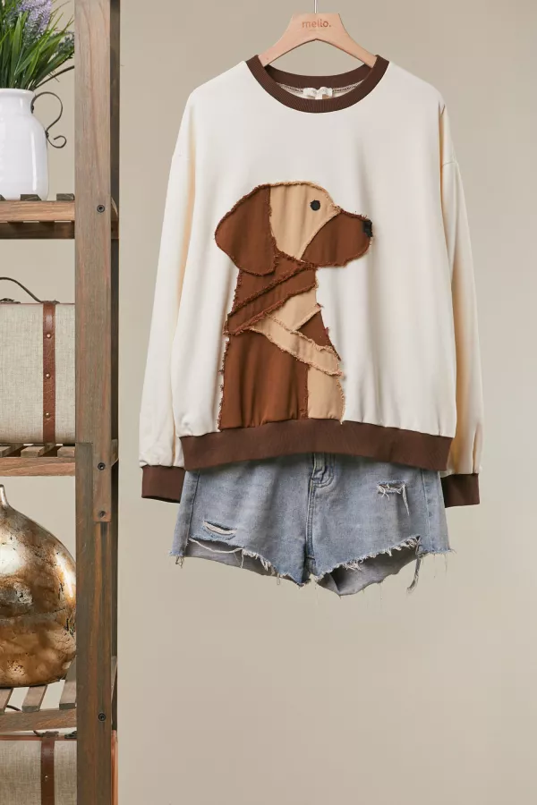 wholesale clothing geometric dog intarsia knit sweater mello