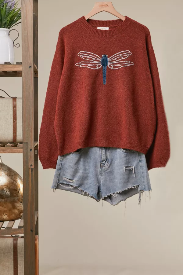 wholesale clothing dragonfly ember knit sweater mello