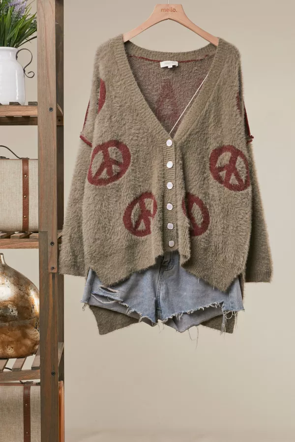 wholesale clothing vintage peace oversized cardigan mello