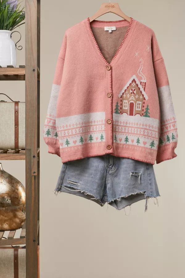wholesale clothing christmas cabin knit cardigan mello